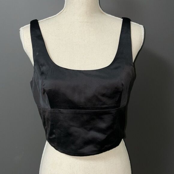 Jason Wu Black Satin crop Top - Picture 4 of 4